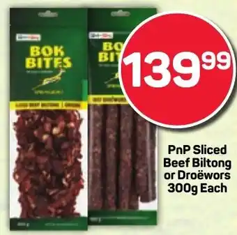 Pick n Pay PnP Sliced Beef Biltong or Droëwors offer