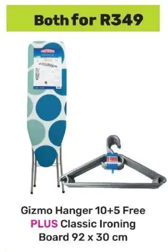 Game Gizmo Hanger 10+5 Free PLUS Classic Ironing Board 92 x 30 cm offer