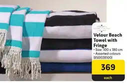 Makro Home Living Velour Beach Towel with Fringe offer