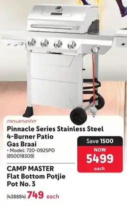 Makro Megamaster Pinnacle Series Stainless Steel 4-Burner Patio Gas Braai offer