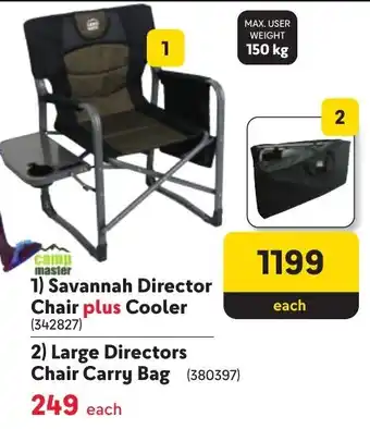 Makro Camp Master Savannah Director Chair plus Cooler offer