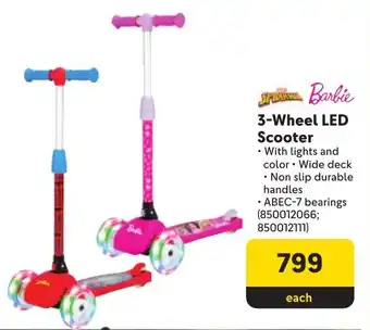 Makro Spiderman or Barbie 3-Wheel LED Scooter offer