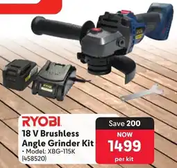 Makro RYOBI 18 V Brushless Angle Grinder Kit offer