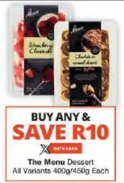 Checkers The Menu Dessert All Variants offer