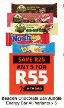 Checkers Beacon Chocolate Bar/ Jungle Energy Bar All Variants offer