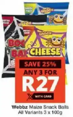 Checkers Webbz Maize Snack Balls All Variants offer