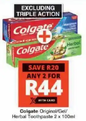 Checkers Colgate Original/ Gel/ Herbal Toothpaste offer
