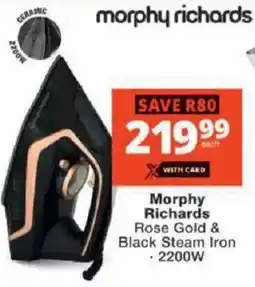 Checkers Morphy Richards Rose Gold & Black Steam Iron offer