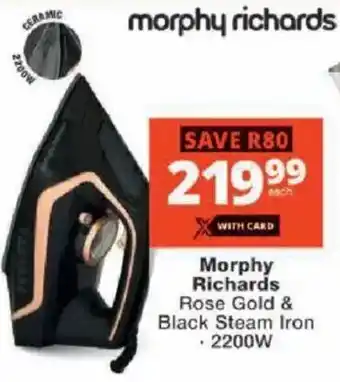 Checkers Morphy Richards Rose Gold & Black Steam Iron offer