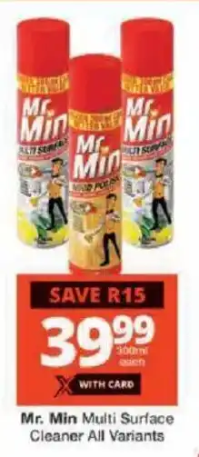 Checkers Mr. Min Multi Surface Cleaner All Variants offer