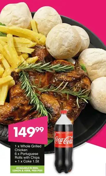 Save Hyper Whole Grilled Chicken, Portuguese Rolls with Chips + Coke offer