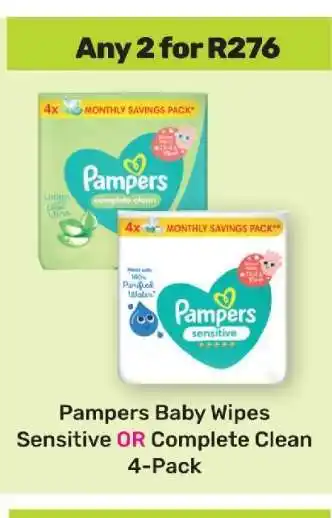 Game Pampers Baby Wipes Sensitive OR Complete Clean 4-Pack offer