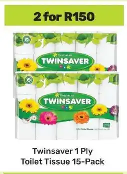 Game Twinsaver 1 Ply Toilet Tissue-15 Pack offer