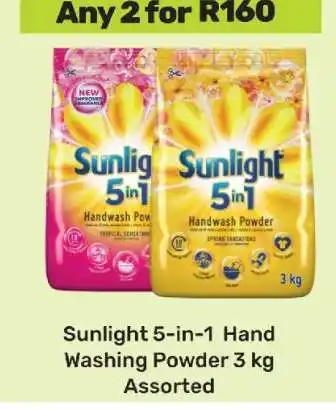 Game Sunlight 5-in-1 Hand Washing Powder 3 kg Assorted offer