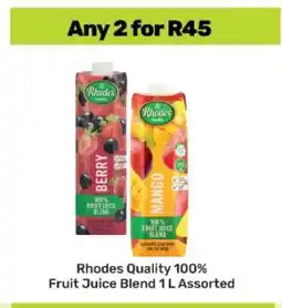 Game Rhodes Quality 100% Fruit Juice Blend 1 L Assorted offer