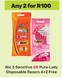 Game Bic 3 Sensitive OR Pure Lady Disposable Razors 4+2 Free offer