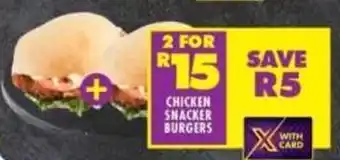 Shoprite Chicken snacker burgers offer