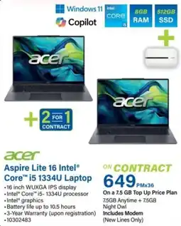 Incredible Connection Acer Aspire Lite 16 Intel Core i5 1334U Laptop offer