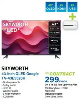 Incredible Connection Skyworth 43-inch QLED Google TV-43E5520H offer
