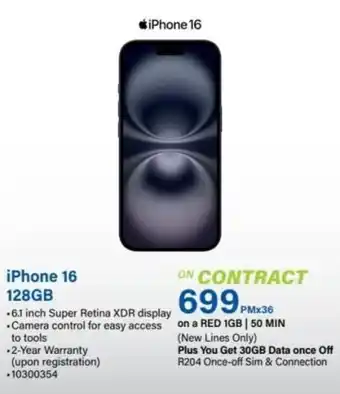 Incredible Connection iPhone 16 128GB offer