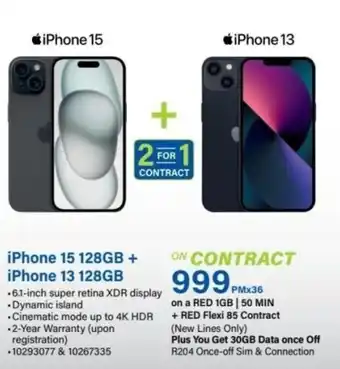 Incredible Connection iPhone 15 128GB + iPhone 13 128GB offer