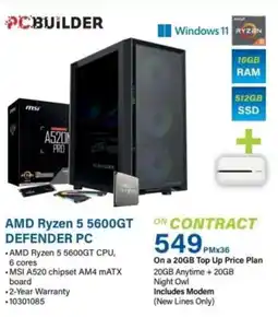 Incredible Connection PC BUILDER AMD Ryzen 5 5600GT DEFENDER PC offer