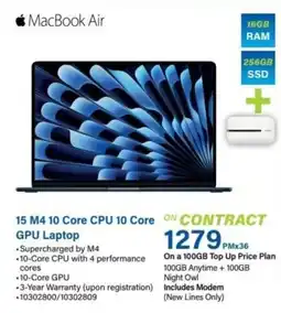 Incredible Connection MacBook Air 15 M4 10 Core CPU 10 Core GPU Laptop offer