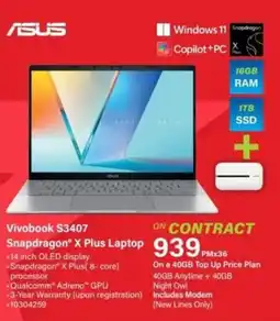 Incredible Connection ASUS Vivobook S3407 Snapdragon X Plus Laptop offer