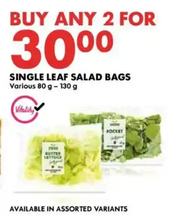 Woolworths Single leaf salad bags offer
