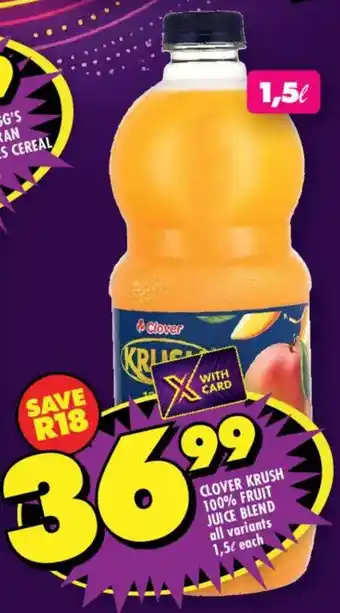Shoprite Clover krush 100% fruit juice blend offer