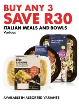 Woolworths Italian meals and bowls offer