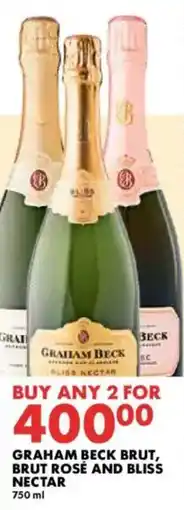Woolworths Graham beck brut, brut rosé and bliss nectar offer