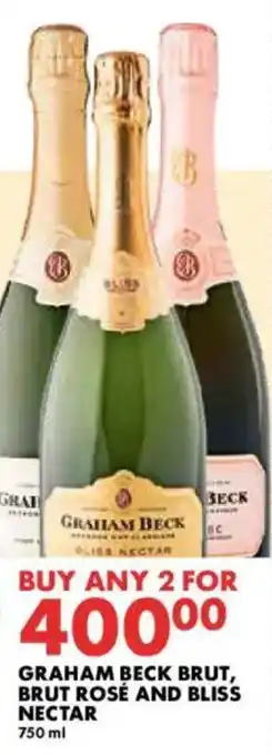 Woolworths Graham beck brut, brut rosé and bliss nectar offer