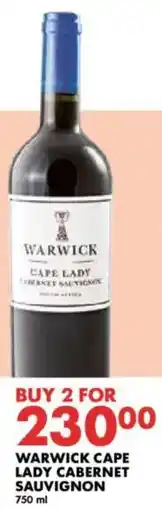 Woolworths Warwick cape lady cabernet sauvignon offer