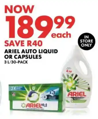 Woolworths Ariel auto liquid or capsules offer