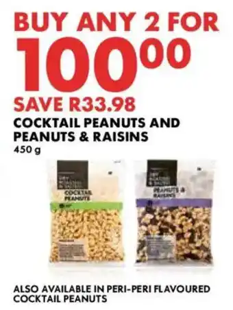 Woolworths Cocktail peanuts and peanuts & raisins offer