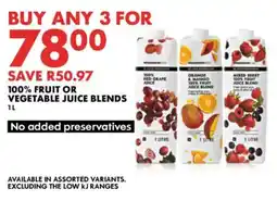 Woolworths 100% fruit or vegetable juice blends offer