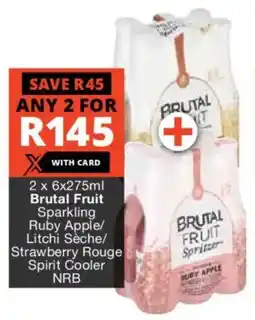 Checkers Liquor Shop Brutal Fruit Sparkling Ruby Apple/ Litchi Sèche/ Strawberry Rouge Spirit Cooler NRB offer