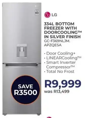 Kloppers LG bottom freezer with doorcooling in silver finish offer