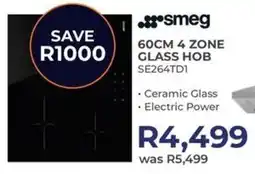 Kloppers Smeg 60cm 4 zone glass hob offer