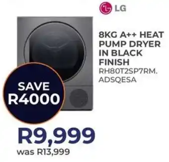 Kloppers LG A++ heat pump dryer in black finish offer