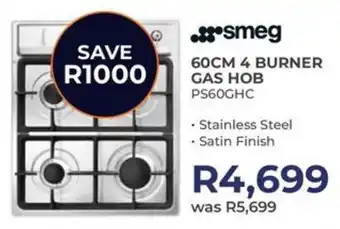 Kloppers Smeg 60cm 4 burner gas hob offer