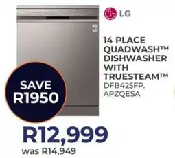 Kloppers LG 14 place quadwash dishwasher with truesteam offer