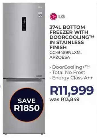 Kloppers LG bottom freezer with doorcooling in stainless finish offer
