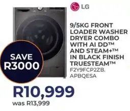 Kloppers LG front loader washer dryer combo with ai dd and steam+ in black finish truesteam offer