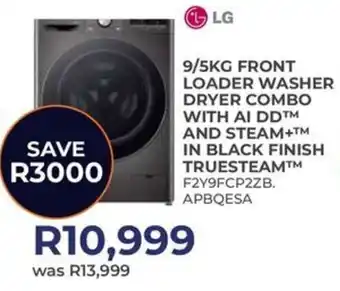 Kloppers LG front loader washer dryer combo with ai dd and steam+ in black finish truesteam offer