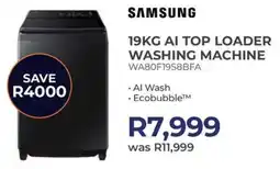 Kloppers Samsung AI top loader washing machine offer