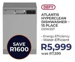 Kloppers Defy atlantis hyperclean dishwasher 15 place offer