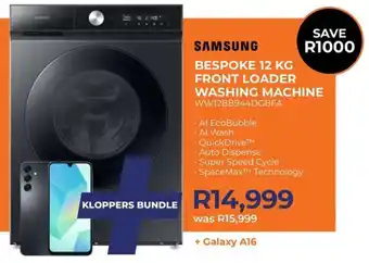 Kloppers Samsung bespoke front loader washing machine offer