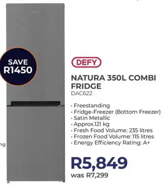Kloppers Defy natura combi fridge offer